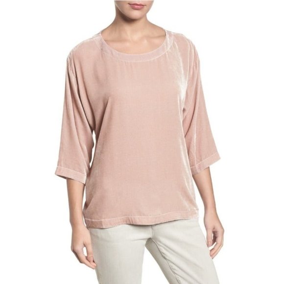 Eileen Fisher Tops - Eileen Fisher Boxy Velvet Top in Pearl Pink